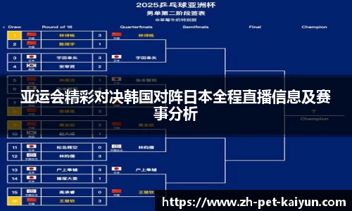 亚运会精彩对决韩国对阵日本全程直播信息及赛事分析